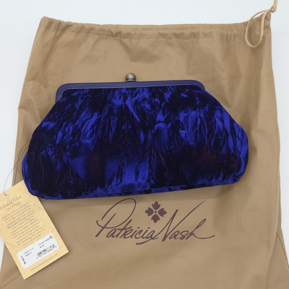 Patricia Nash Ealing Pretty Blue Velvet Clutch Crossbody Shoulder Bag